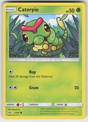 Caterpie SM Base Set 1/149 Common LP Pokemon