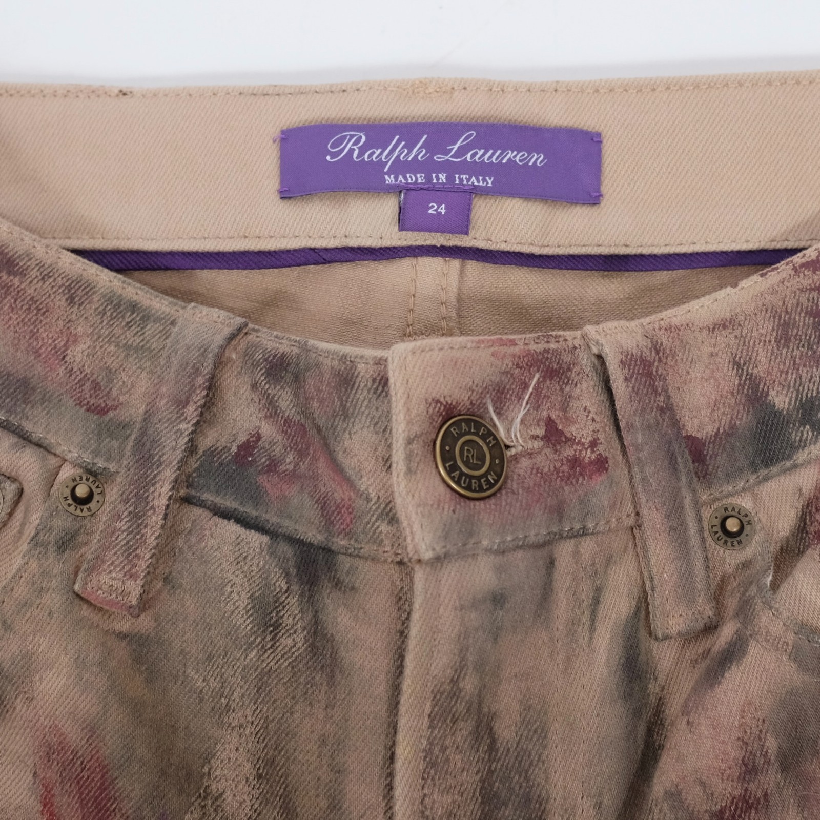 Ralph Lauren Purple Label Collection sz 24 pants jeans patchwork 160 embellished image 5