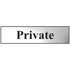 Image of AS4752 - ASEC `Private` 200mm x 50mm Chrome Self Adhesive Sign - 1 Per Sheet