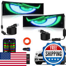 KJOY 2PCS Devil Eyes Car LED Light 15x4in Flexible Scrolling LED Display RGB