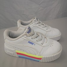 PUMA Carina 2.0 Stripes Lace Up Toddler Girls 7 White Sneakers Casual Shoes