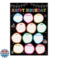 JUESMOS Chalkboard Birthday Chart Poster for Classroom Birthday Calendar Post