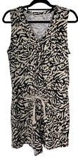 Lou  Grey Romper Knit Romper Animal Print Size M Medium Black Tan Cotton