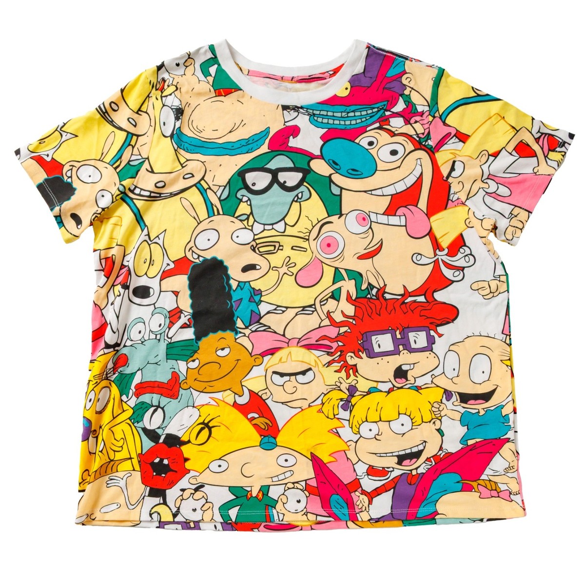 90sビンテージ★Rugrats/ラグラッツ★スタジャン★緑紫白黄赤オレンジ★M Nickelodeon Graphic T-shirt 90s Cartoons Rugrats Rocco Ren Stimpy