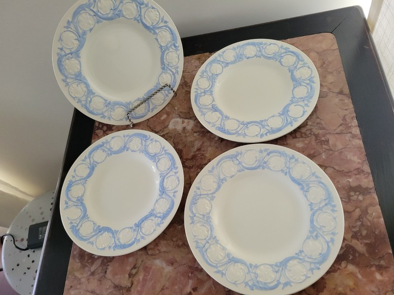 4 ~ Bread & Butter plates Wedgwood Patrician Kingston Blue & White 6 1/2” EUC*