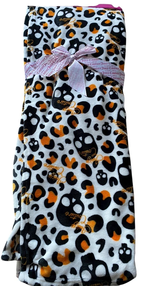 Juicy Couture Calavera Estampado Leopardo Polar Manta 50x70 Halloween Acogedora Suave Foto 2 de 4