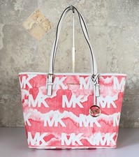 Michael Kors Jet Set Travel MD Carryall Tote Bag MK Graphic Logo Grapefruit