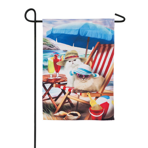 Beach Cats Garden Suede Flag,14s9066 - Picture 2 of 2