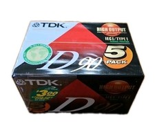 TDK D90 Blank Cassette Tapes 5 Pack IECI Type 1 Normal Bias Sealed