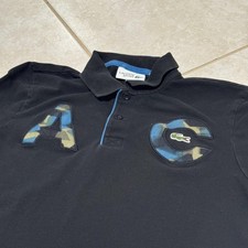 Lacoste Sport Polo Shirt Mens Small 3 Black Camo Letter Applique Crocodile