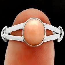 Natural Pink Opal - Australia 925 Sterling Silver Ring s.7 Jewelry R-1472