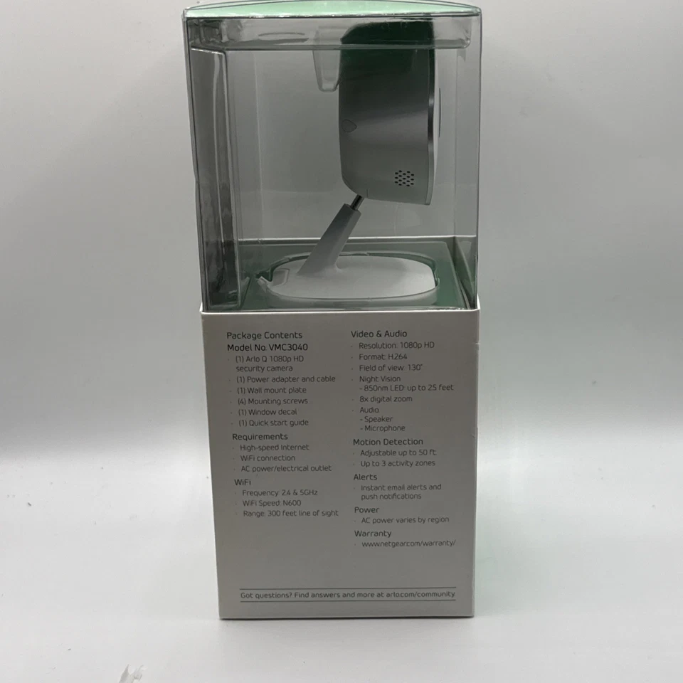 Netgear Arlo Q внутренняя камера VMC3040-100NAS 1080p ночного видения 2-сторонний аудио новый ✅ - Изображение 4 из 4