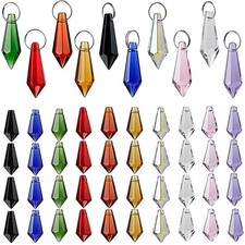 50pcs 38mm Suncatcher Crystal Icicle Pendant Prisms for DIY Home Decor - Multi-C