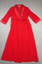 Vintage Montgomery Ward Robe Womens Medium Red Kimono Belted Long USA Lounge