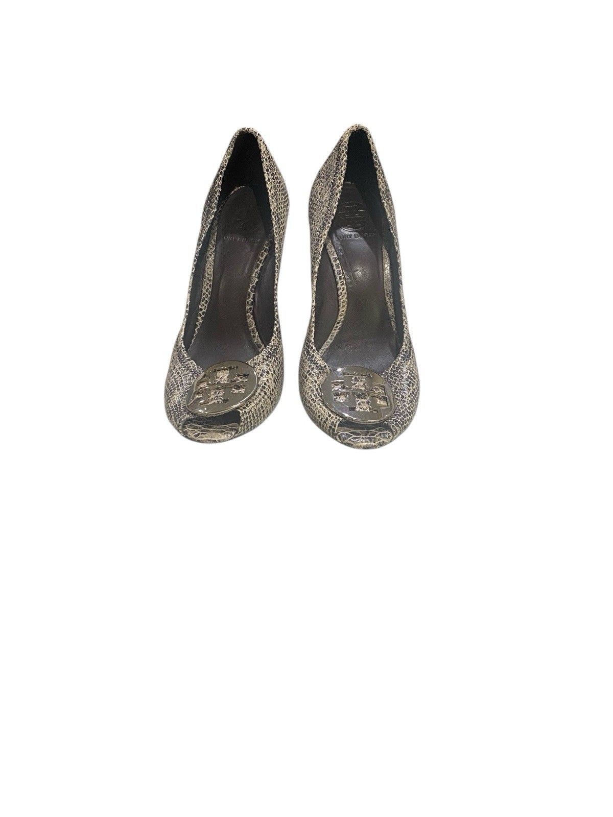 Preowned Tory Burch Julianne Python Embossed Leat… - image 1