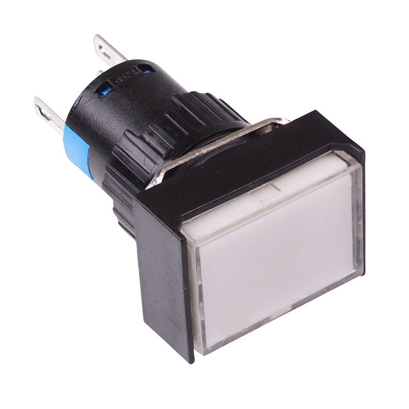White Rectangle Latching 16mm Push Button Switch NO/NC 230V