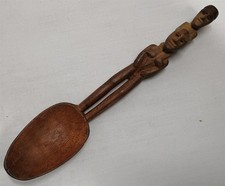 Vintage Carved Wooden Spoon Man with Child on...