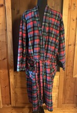 Vermont Flannel Company Red Blue Plaid Robe 100 Cotton One Size