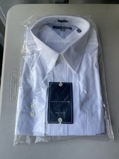 Tommy Hilfiger 17.5 34/35 Regular Fit Dress Shirt All White 100 Cotton