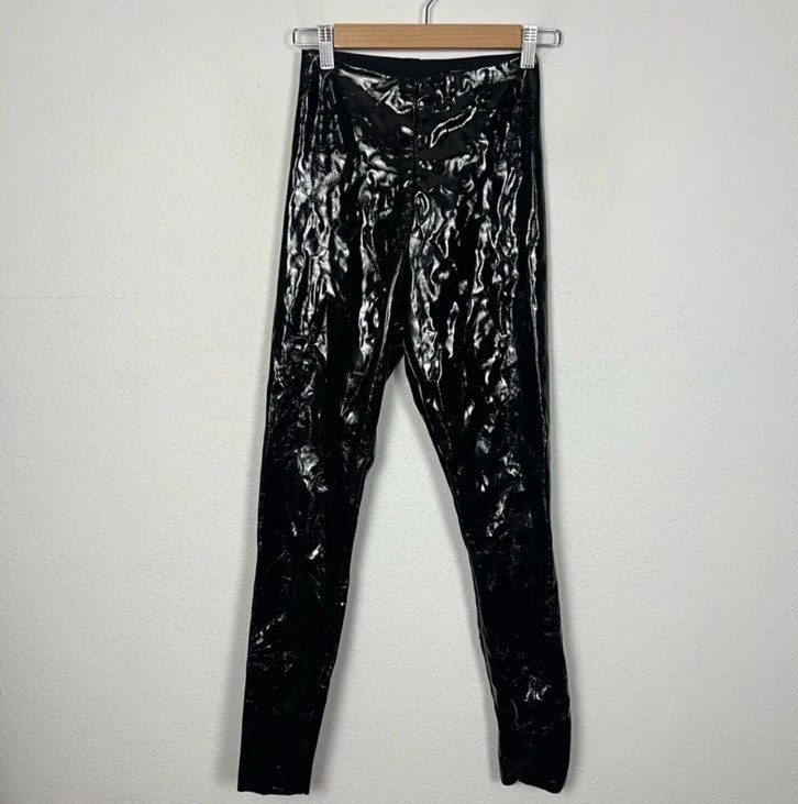 Commando Shiny Patent Faux Leather Leggings Black High Rise Skinny Size Small - Image 4 of 4