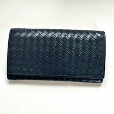 BOTTEGA VENETA Long Wallet Intrecciato Dark Gray  Blue