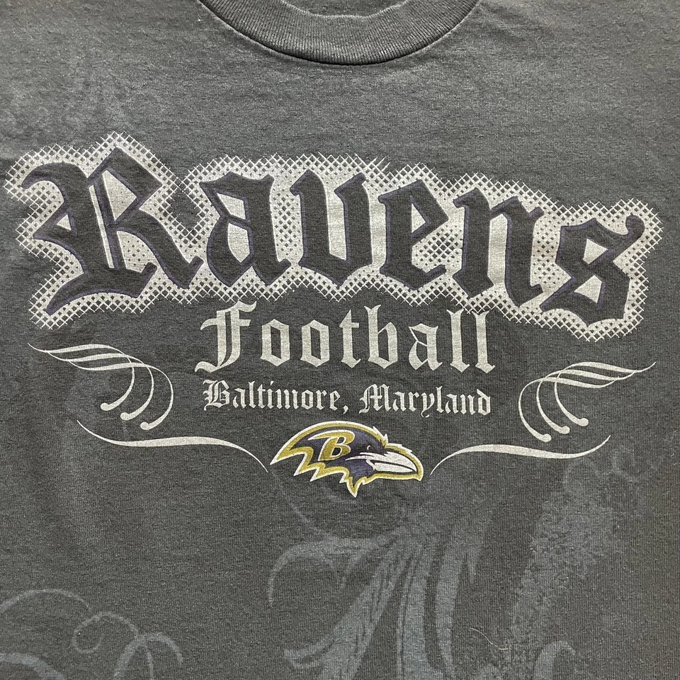 Camisa masculina Baltimore Ravens vintage média preta futebol americano NFL Reebok grunge Y2K - Imagem 3 de 4