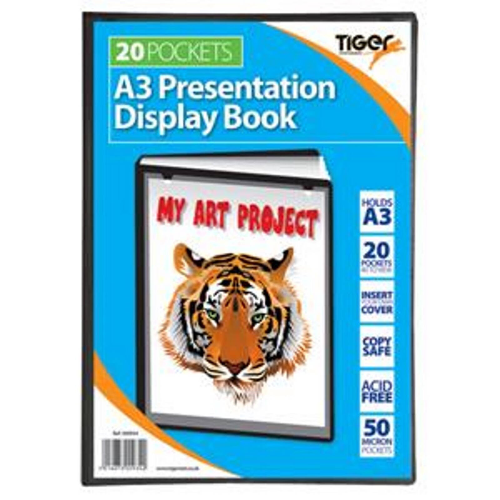 Tiger Black A3 Presentation Display Book With 20 Pockets