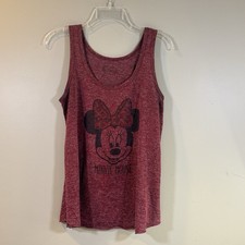 Disney Parks Minnie Mouse Tank XL Maroon Red Graphic Heathered Classic Racerback