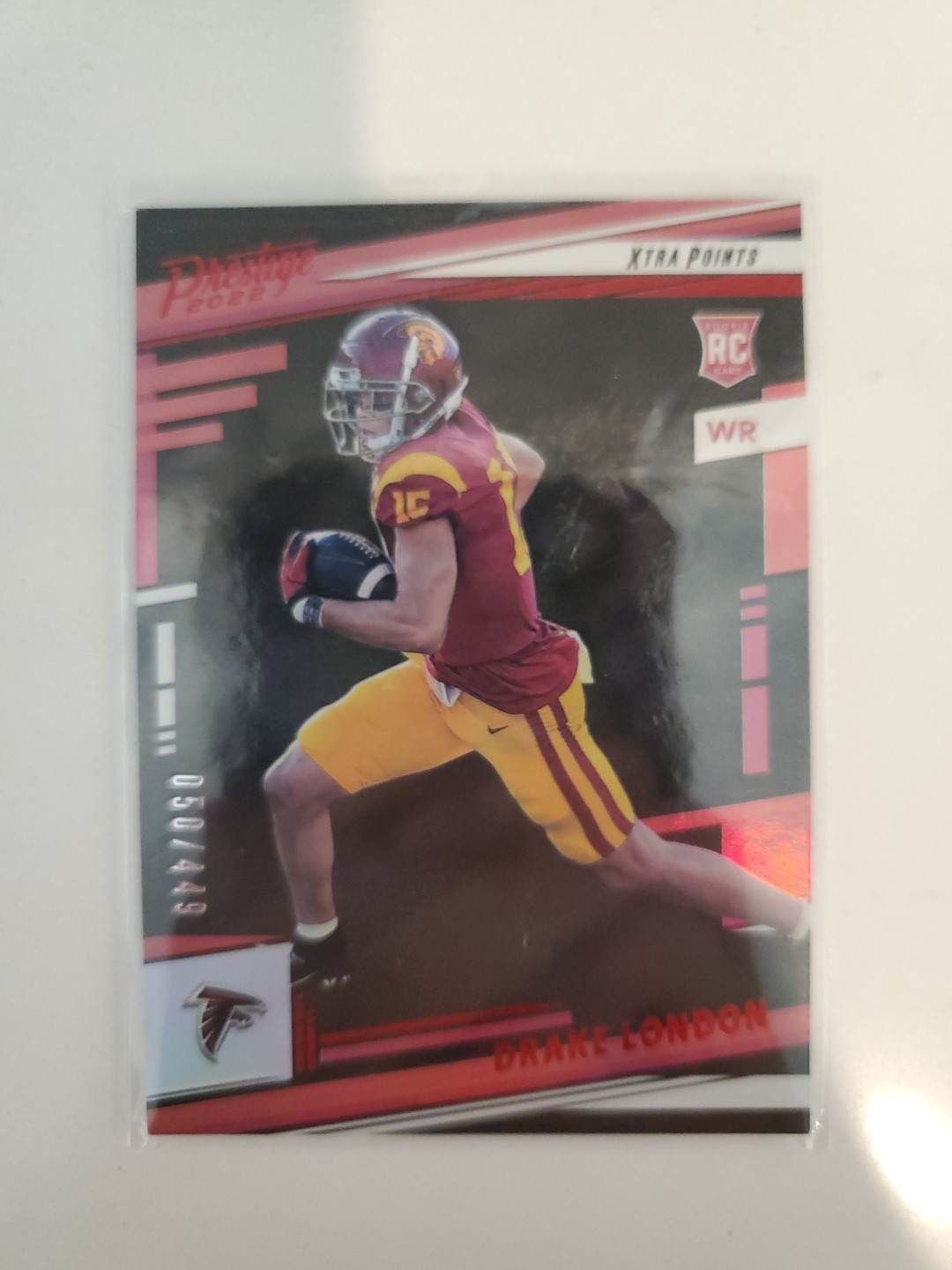2022 Panini Prestige Rookies Drake London #309 Xtra Points Premium Red /449 (RC)