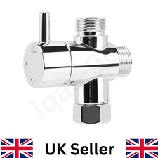 3 Way T-Adapter Bath 1/2 Shower Head Arm Mount Valve Splitter Diverter Chrome