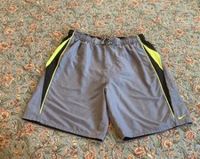 Nike Men's L Swim Trunks Gray/Black /Yellow Elastic Waist Side Pocket Lined