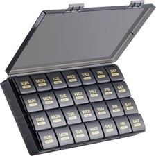 Large Monthly Pill Organizer 28 Days Portable One Month Pill Box Weekly Case