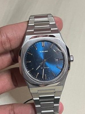 DI MILANO Automatikuhr blaues Zifferblatt silbernes Band aus Japan