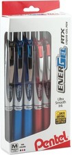 Pentel EnerGel RTX Liquid Gel Pens 0.7mm Medium Metal Tip Assorted Ink 12-Pack