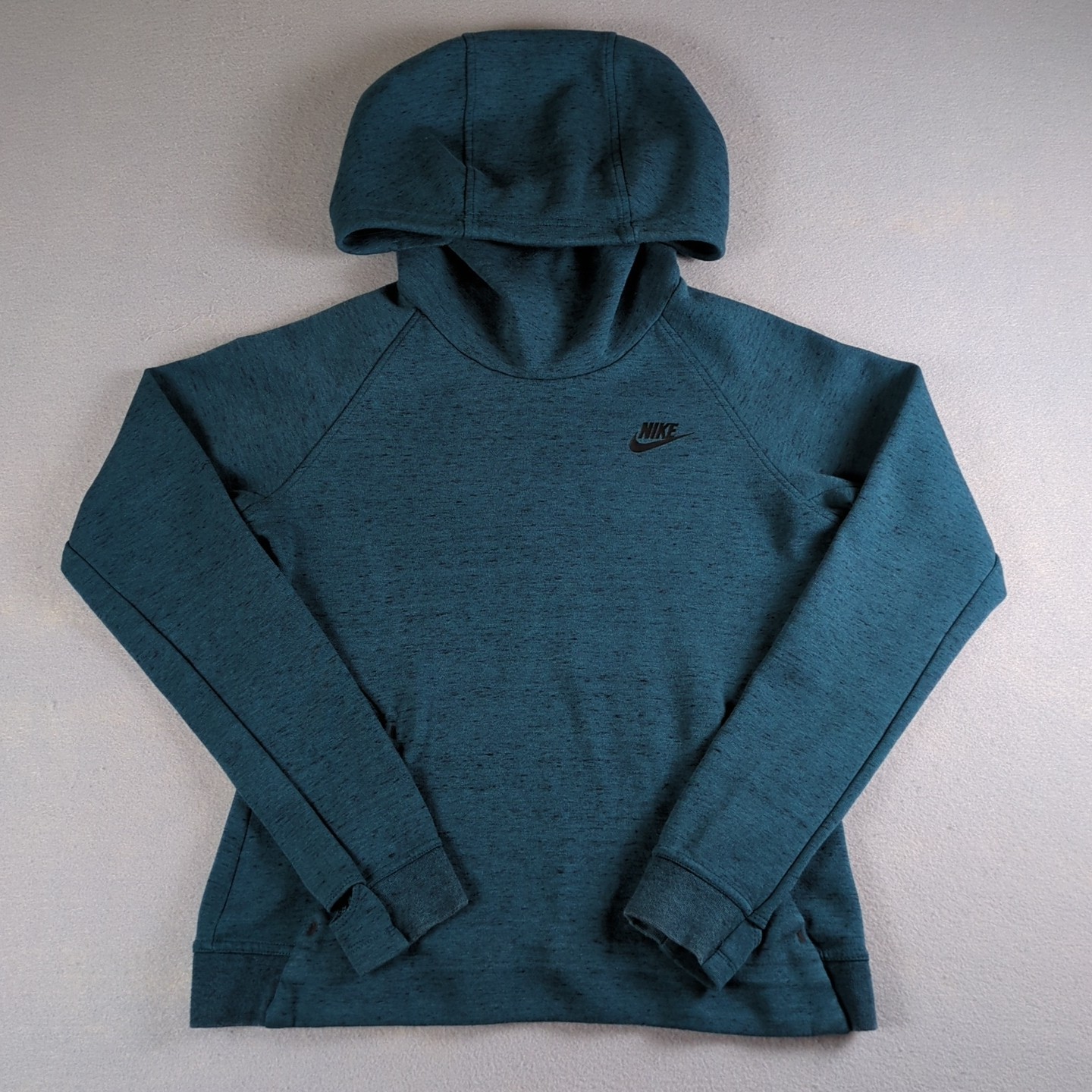 Nike Tech Fleece Hoodie Womens Small Green Pullover Thumb Holes Sweater Pockets