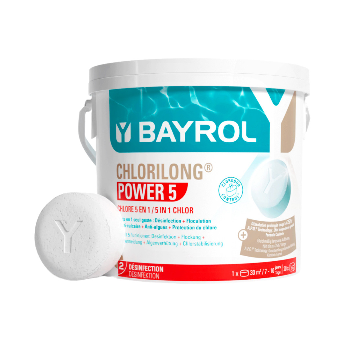 POWER 5 bayrol - Multiaccion PASTILLAS Chlorilong® P (envase 5 kg.)