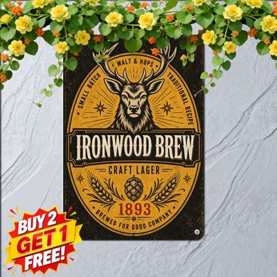 Traditional Serbian Brewery Crest Logo Tin Sign Retro Jelen Beer Pub Decor