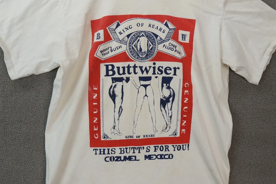 Camiseta De Colección King Of Rears Buttwiser Cozumel México Blanca Talla Grande Foto 3 de 4
