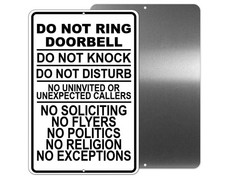 SIGN Do Not Ring Doorbell Do Not Disturb Do Not Knock No Soliciting METAL /Decal