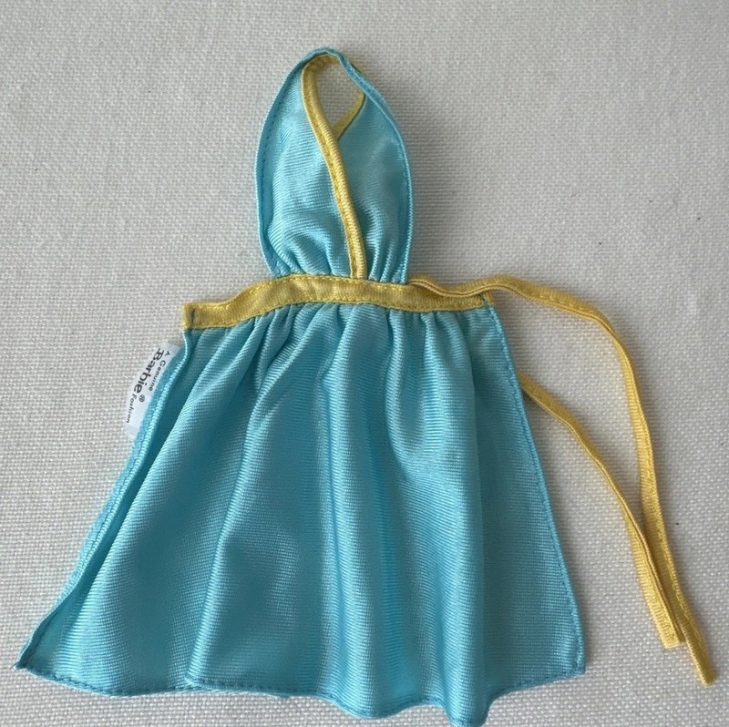 Vintage Blue & Yellow Wrap Halter Dress My First Barbie Dress??