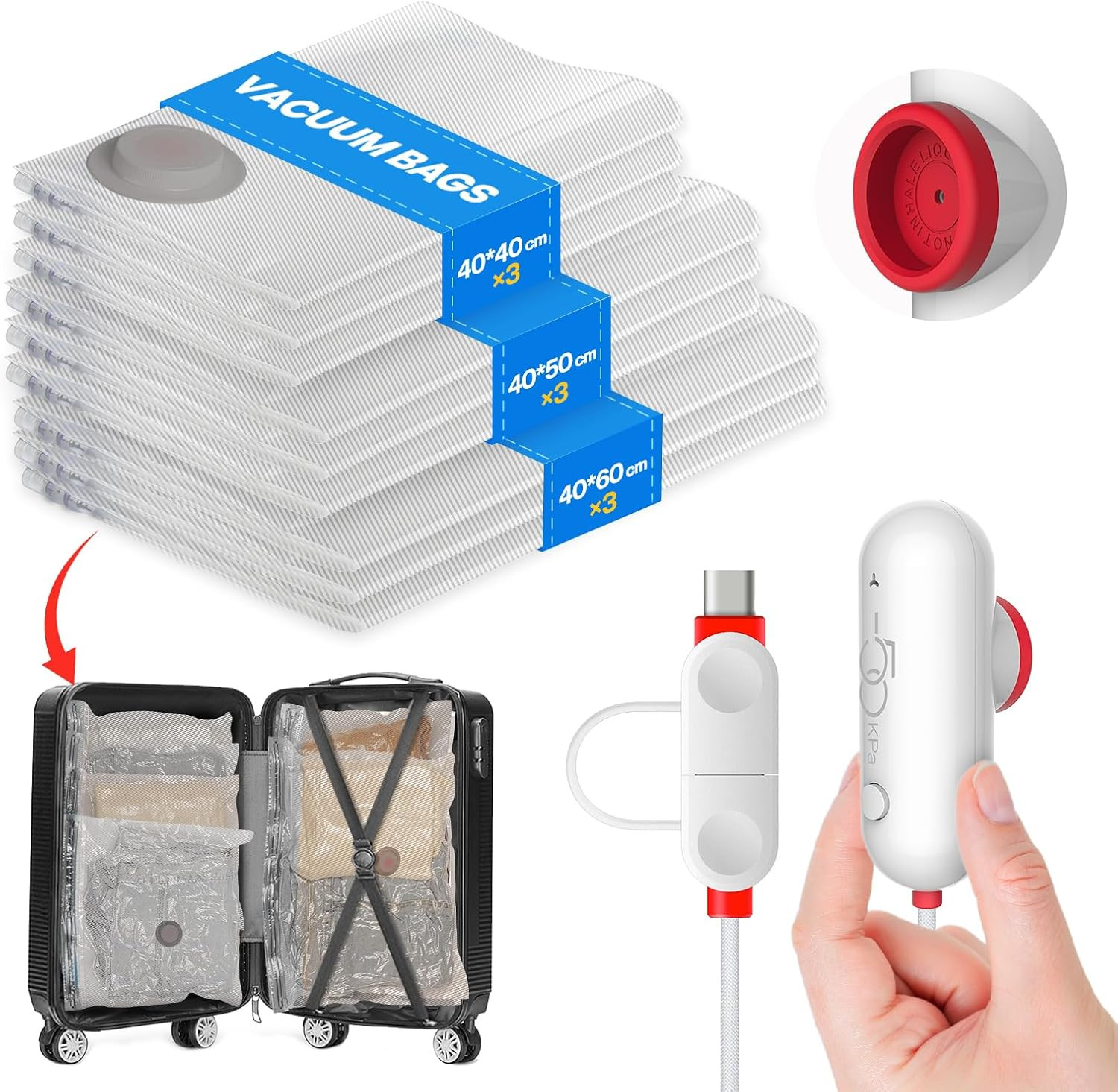 Offerta 9 Buste Sottovuoto Vestiti con Pompa USB: Addio Armadi Pieni