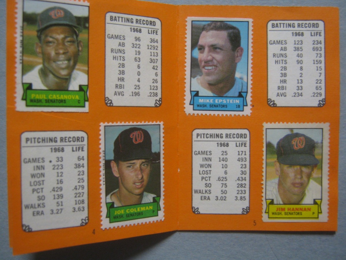 SENATORS COMPLETE 1969 Topps Stamp Album(FRANK HOWARD/ED BRINKMAN