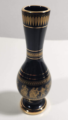 Vintage Spyropoulos 24kt Gold Porcelain Vase Made In Greece