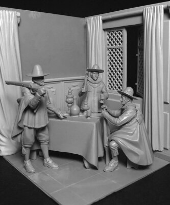 New 1/24 Ancient Crew Include 3 Man With Scene Resin Figure Unpainted Unassemble