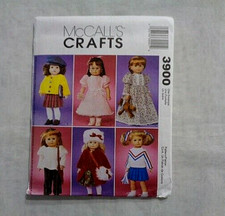 McCall's Crafts 3900 Sewing Pattern for Wardrobe To Fit 18" Tall Doll New Uncut