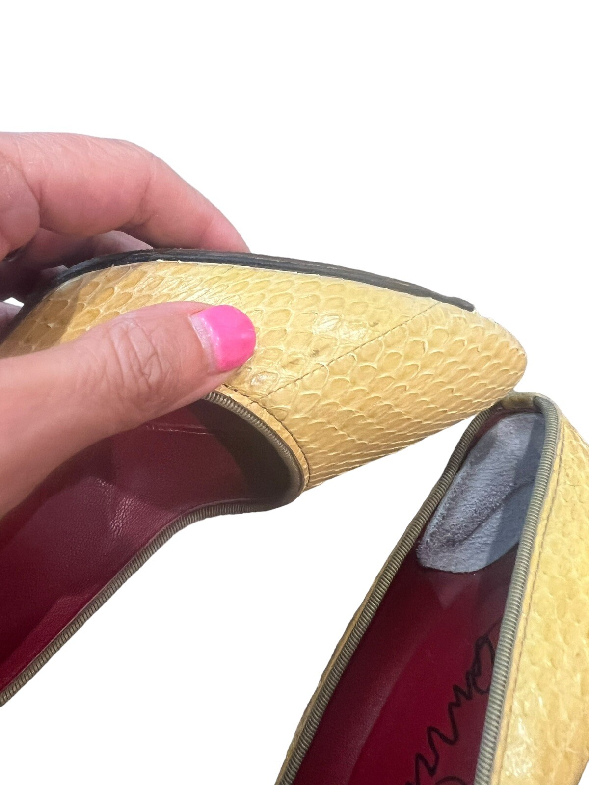 LANVIN WOMEN'S CLASSIC PUMPS YELLOW PYTHON HEELS … - image 13