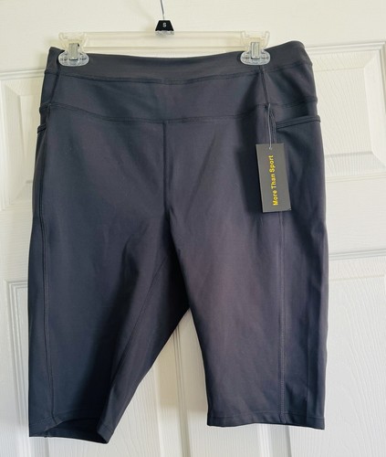NWT Rataves Women's XL Ath Yoga Short W/ Pockets Tummy Control,Grey, 10.5 In
