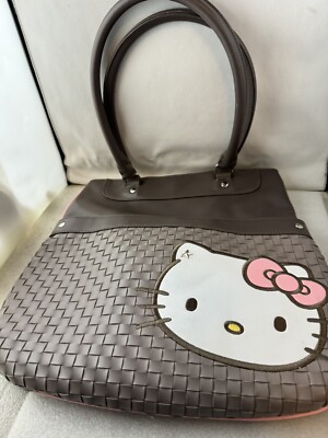 Sanrio 1976 2008 Hello Kitty Satchel Tote Bag Pink Brown