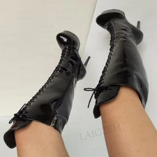 Women Knee High Boots Platform Side Full Zipper Thin High Heels Boots Shoes Woma