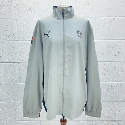 PUMA GREY NAVY VINTAGE JACKET SHELL ZIP WINDBREAKER ESCA LOGO UK XL